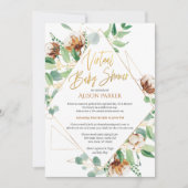 Invitation Eucalyptus de coton d'or | Baby shower virtuel (Devant)