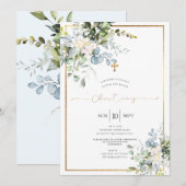 Invitation Eucalyptus de la gomme bleue à l'aquarelle russe (Devant / Derrière)