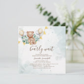 Invitation Eucalyptus de l'ours Baby shower d'aquarelle (Debout devant)
