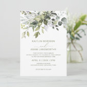 Invitation Eucalyptus de mariage verdure aquarelle Herbal (Debout devant)