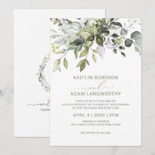 Invitation Eucalyptus de mariage verdure aquarelle Herbal (Devant / Derrière)