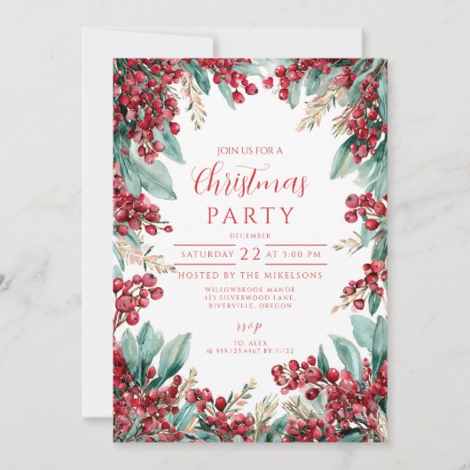 Invitation Eucalyptus de Noël et pin (Devant)