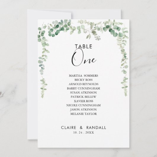 Invitation Eucalyptus de printemps Tableau Numéro 1 Tableau d (Dos)