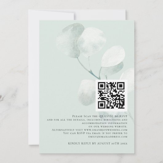 Invitation Eucalyptus de Sage moderne Nous faisons QR Code Ma (Dos)
