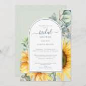 Invitation Eucalyptus de tournesol en aquarelle Fête des mari (Devant / Derrière)