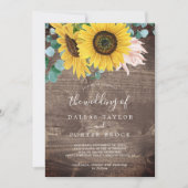 Invitation Eucalyptus de tournesol russe | Mariage en bois cl (Devant)