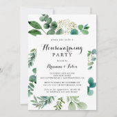 Invitation Eucalyptus de verdure Calligraphie Fête de réchauf (Devant)