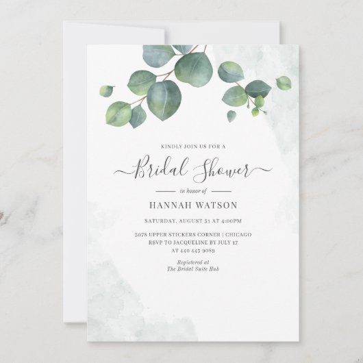 Invitation Eucalyptus de verdure Fête de mariage Florale (Devant)