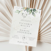 Invitation Eucalyptus de verdure feuilles dorées Mariage élég