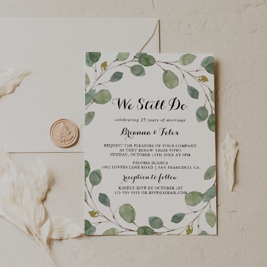 Invitation Eucalyptus De Verdure Nous Continuons À Vow Renouv