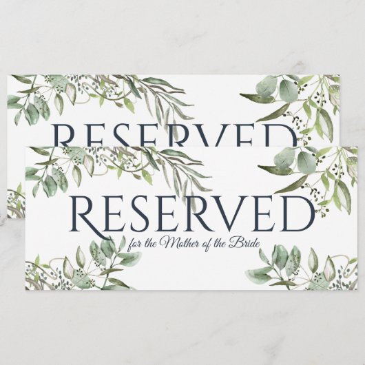 Invitation Eucalyptus de verdure réservée (Devant / Derrière)