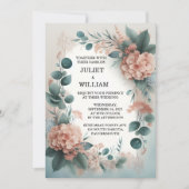 Invitation Eucalyptus Dentelle Tulle Pastel Dusty Mariage ble (Devant)