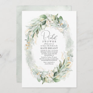 Invitation Eucalyptus d'or Fête des mariées Boho Wreath
