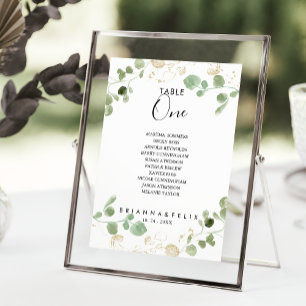 Invitation Eucalyptus d'or Tableau Numéro 1 Tableau de sièges