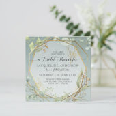 Invitation Eucalyptus Dusty Blue Gold Hexagon Fête des mariée (Debout devant)