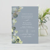 Invitation Eucalyptus Dusty Blue Sage Green Mariage or (Debout devant)