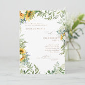 Invitation Eucalyptus Elegance tournesol Mariage blanc (Debout devant)