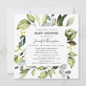 Invitation Eucalyptus élégant avec Baby shower verdoyant (Devant)