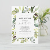 Invitation Eucalyptus élégant avec Baby shower verdoyant (Debout devant)
