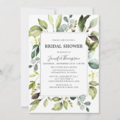 Invitation Eucalyptus élégant avec Fête des mariées verte (Devant)