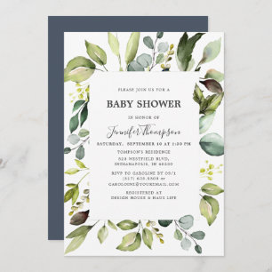 Invitation Eucalyptus élégant avec le baby shower de verdure