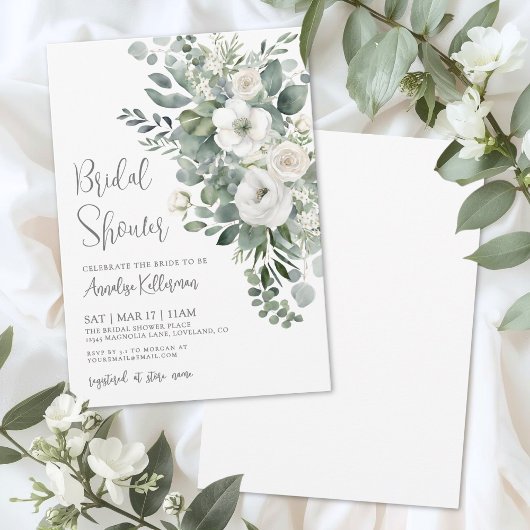 Invitation Eucalyptus Elegant Floral Bridal Shower