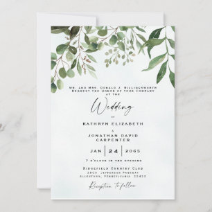 Invitation Eucalyptus Elégant Mariage d'aquarelle I