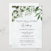 Invitation Eucalyptus Elégant Mariage d'aquarelle I (Devant / Derrière)