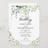 Invitation Eucalyptus Elégant Mariage de verdure (Devant / Derrière)