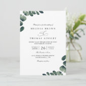 Invitation Eucalyptus Elegant Modern Rustic QR Code Wedding (Debout devant)
