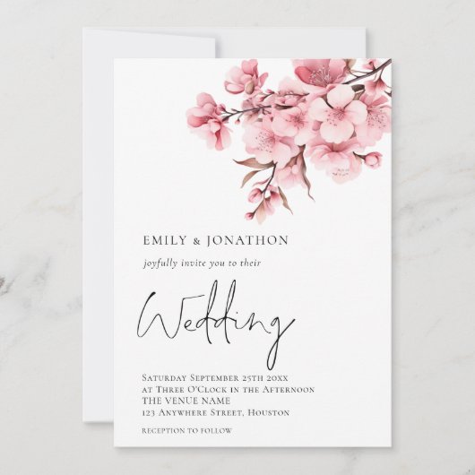 Invitation Eucalyptus Elegant script Sage Wedding (Devant)