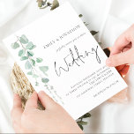 Invitation Eucalyptus Elegant script Sage Wedding<br><div class="desc">Eucalyptus Elegant Script Sage Wedding. Élégant minimaliste style botanical,  with a set handwritten script for wedding and le reste of the text you can easily personise. Sur l'elegant branch of watercolor eucalyptus leaves,  nous nous rabattons sur le côté de la main.</div>