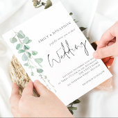 Invitation Eucalyptus Elegant script Sage Wedding