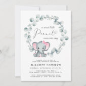 Invitation Eucalyptus éléphant bébé fille saupoudrer (Devant)