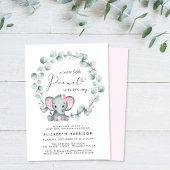 Invitation Eucalyptus éléphant bébé fille saupoudrer
