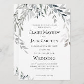 Invitation Eucalyptus en argent Mariage 2 (Devant / Derrière)