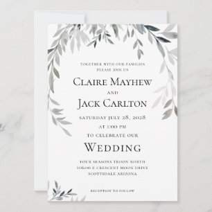 Invitation Eucalyptus en argent Mariage 2