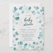 Invitation Eucalyptus et Baby shower de marbre (Devant)