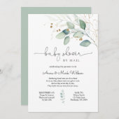 Invitation Eucalyptus et Baby shower d'or par courrier (Devant / Derrière)
