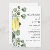 Invitation Eucalyptus et Champagne Engagement Party Invitati (Devant / Derrière)