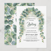 Invitation Eucalyptus et Gold Greenery (Devant / Derrière)