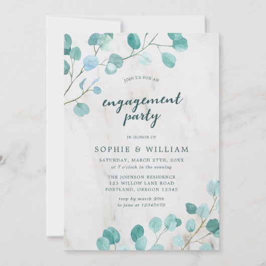 Invitation Eucalyptus et Marble (Devant)