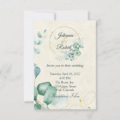 Invitation Eucalyptus et mariage du budget de l'or (Devant)