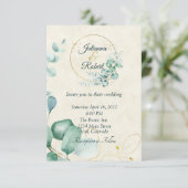 Invitation Eucalyptus et mariage du budget de l'or (Debout devant)