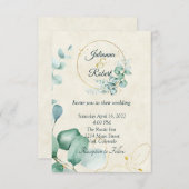 Invitation Eucalyptus et mariage du budget de l'or (Devant / Derrière)