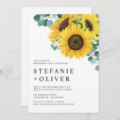 Invitation Eucalyptus et tournesols (Devant / Derrière)