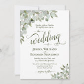 Invitation Eucalyptus et verdure Code QR élégant pour mariage (Devant)