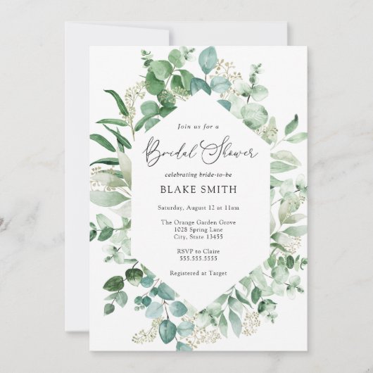 Invitation Eucalyptus et verdure nuptiale douche (Devant)