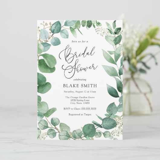 Invitation Eucalyptus et verdure nuptiale douche (Debout devant)