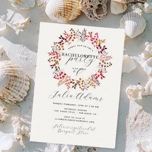 Invitation Eucalyptus Fall Leaf Wreath Bacheloration Party